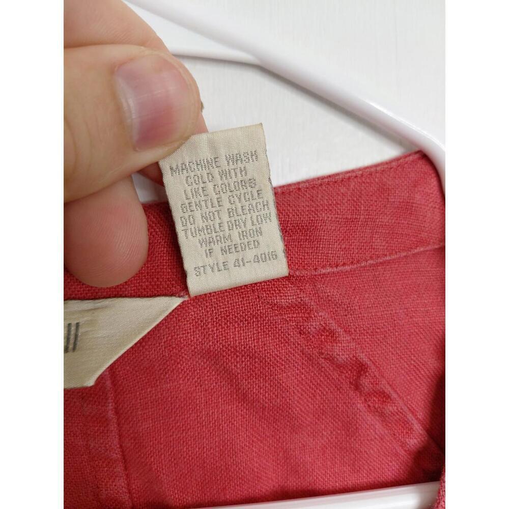 J Jill Jacket Womens Medium Vintage Salmon Pink Linen Collarless Full Zip - Picture 7 of 8